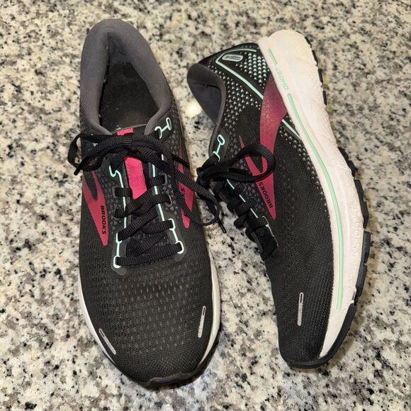 Brooks Ghost 14 1203561B013 Women's 9.5B Running Shoes Black Pink Yucca Sneakers - Picture 4 of 8